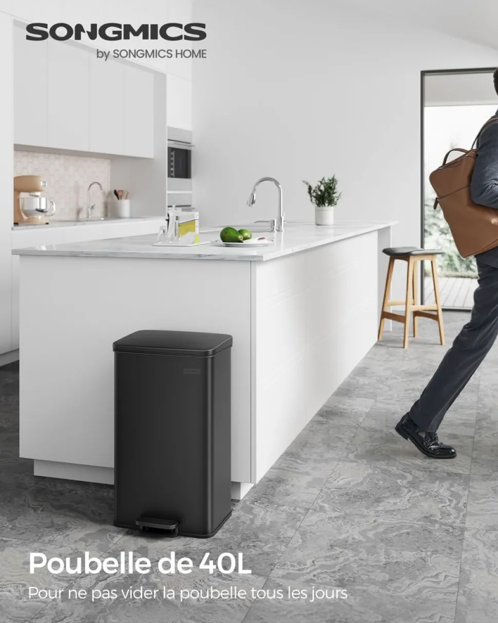 Flash Sale SONGMICS Poubelle de cuisine 40L blanc