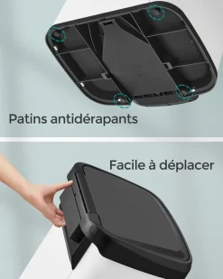 Sale SONGMICS Poubelle de cuisine 68L en métal blanc noir