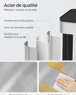 Clearance SONGMICS Poubelle de cuisine murale 8L avec couvercle argent métallique