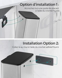 Clearance SONGMICS Poubelle de cuisine murale 8L avec couvercle argent métallique