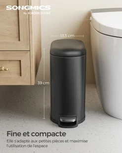 Best Sale SONGMICS Poubelle de salle de bain 10L Noir d'Encre