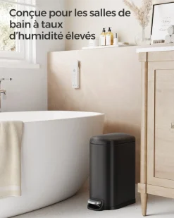 Best Sale SONGMICS Poubelle de salle de bain 10L Noir d'Encre