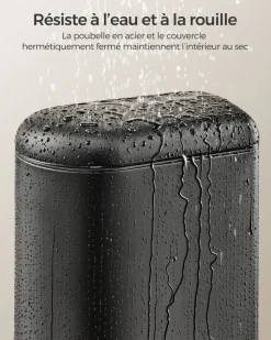 Best Sale SONGMICS Poubelle de salle de bain 10L Noir d'Encre