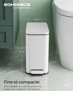 Sale SONGMICS Poubelle de salle de bain 10L avec pétale blanc
