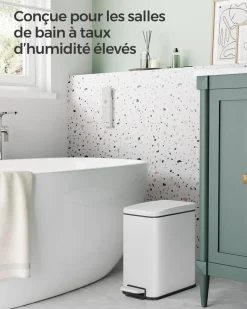 Sale SONGMICS Poubelle de salle de bain 10L avec pétale blanc