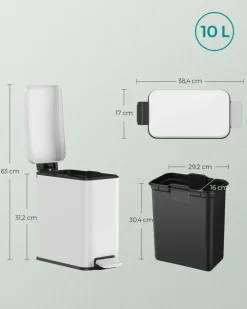 Sale SONGMICS Poubelle de salle de bain 10L avec pétale blanc