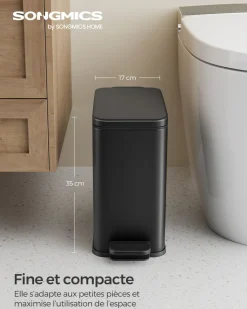 Sale SONGMICS Poubelle de salle de bain 10L avec pétale blanc