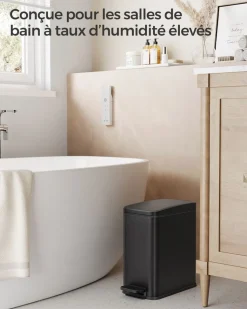 Sale SONGMICS Poubelle de salle de bain 10L avec pétale blanc