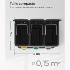 Store SONGMICS Poubelle de tri 3 x 8L