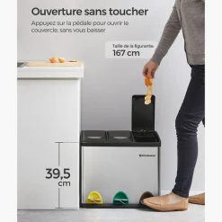 Store SONGMICS Poubelle de tri 3 x 8L