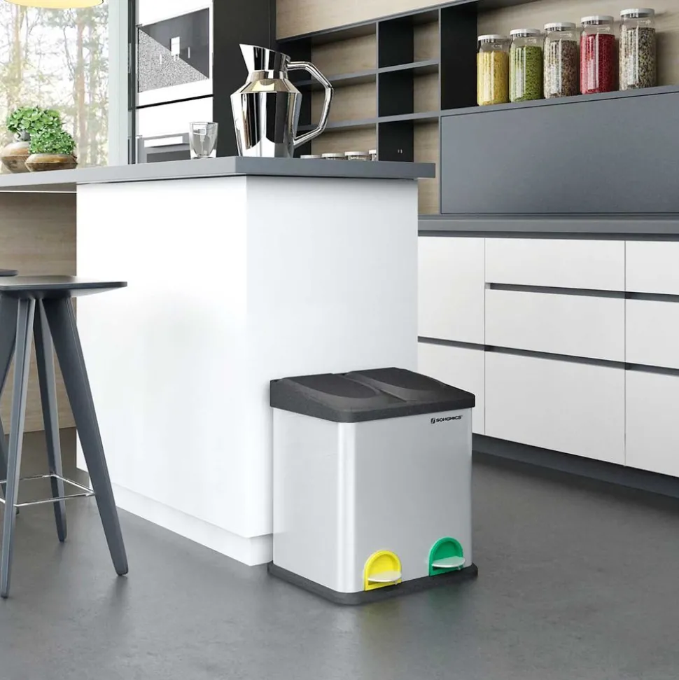 Shop SONGMICS Poubelle de tri 2 x 15L