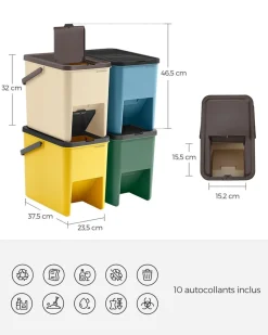 Best SONGMICS Poubelle 3L noir