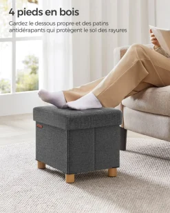 New SONGMICS Pouf 38 x 38 x 40 cm noir