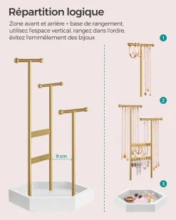 Hot SONGMICS Présentoir bijoux arbre argenté
