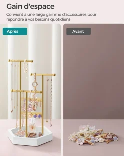 Hot SONGMICS Présentoir bijoux arbre argenté