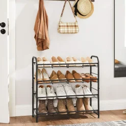 Outlet SONGMICS Rangement chaussures 4 niveaux Brun Vintage Noir