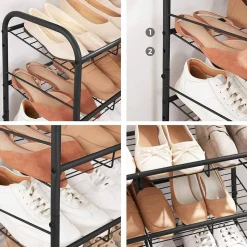 Outlet SONGMICS Rangement chaussures 4 niveaux Brun Vintage Noir