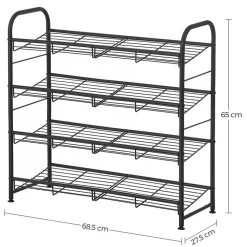 Outlet SONGMICS Rangement chaussures 4 niveaux Brun Vintage Noir