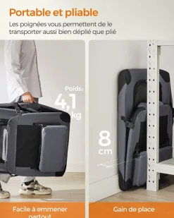 New SONGMICS Sac transport chat chien xl tissu oxford et filet 81 x 58 x 58 cm Gris