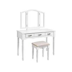 Shop SONGMICS Set coiffeuse 3 miroirs Blanc