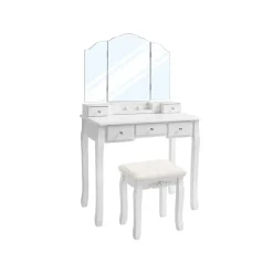 Store SONGMICS Set coiffeuse 3 miroirs sans cadre