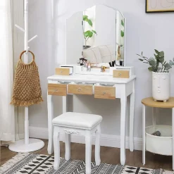 Store SONGMICS Set coiffeuse 3 miroirs sans cadre