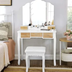 Store SONGMICS Set coiffeuse 3 miroirs sans cadre