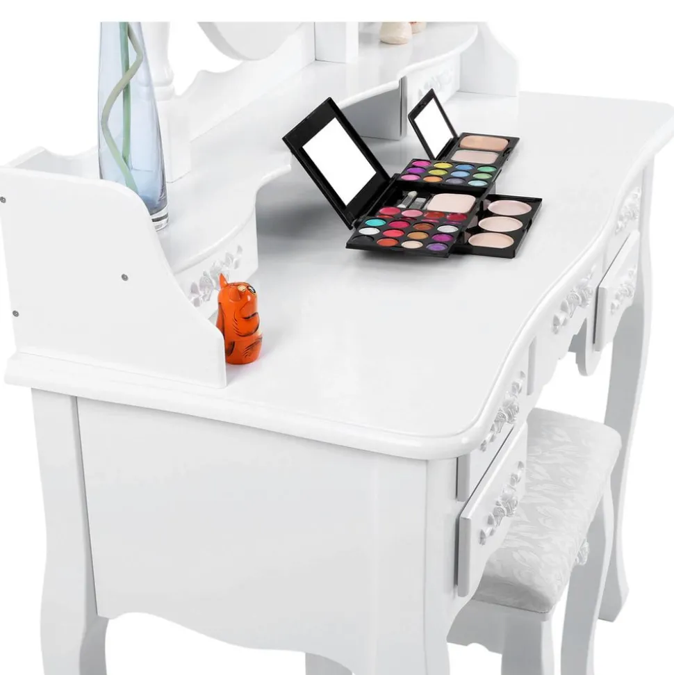 Clearance SONGMICS Set coiffeuse 7 tiroirs Blanc