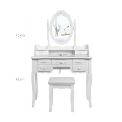 Clearance SONGMICS Set coiffeuse 7 tiroirs Blanc