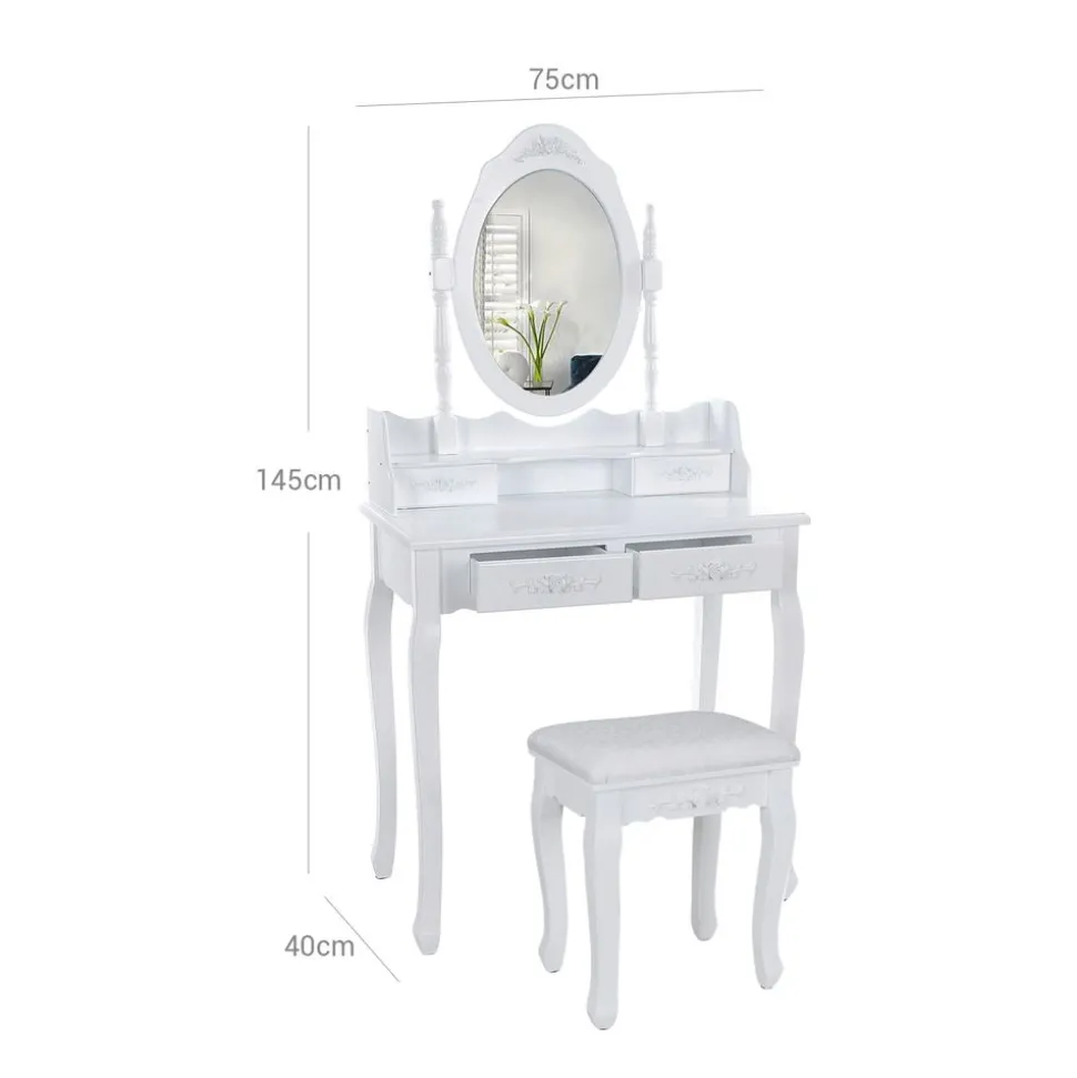 Discount SONGMICS Set coiffeuse 4 tiroirs