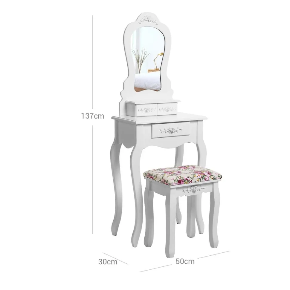 Store SONGMICS Set coiffeuse en hauteur Blanc