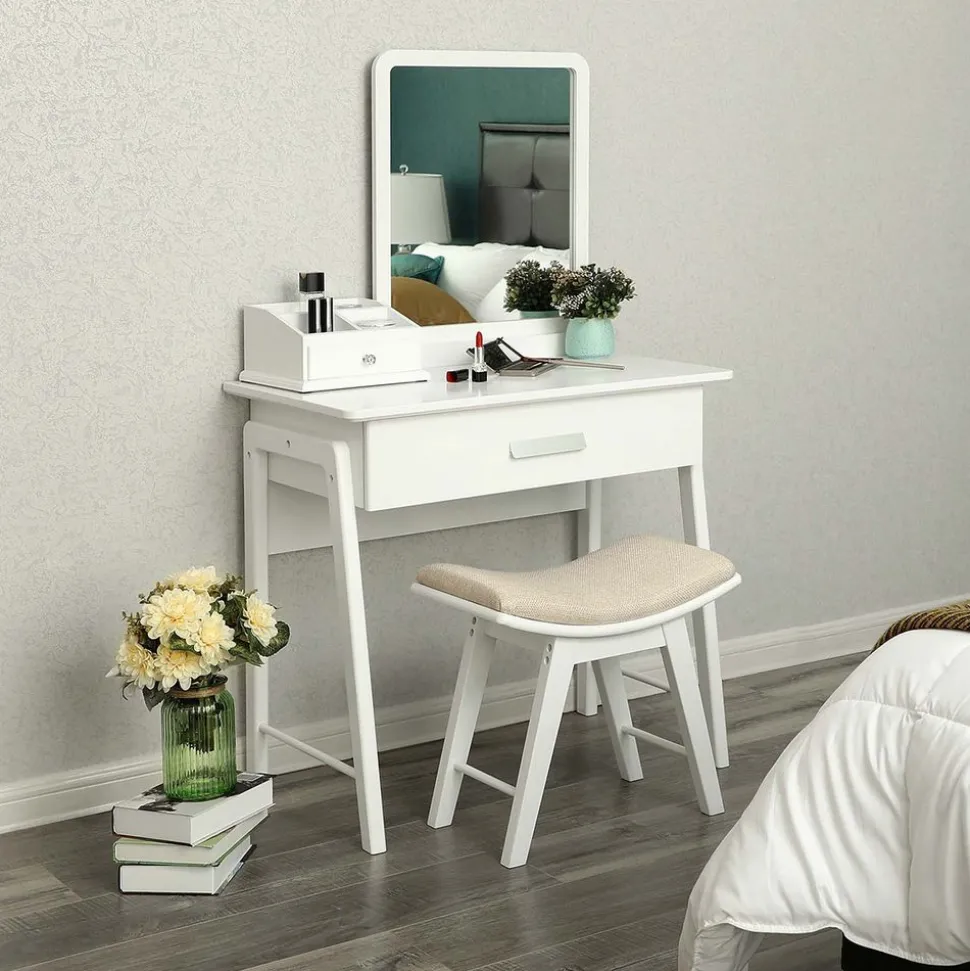 Store SONGMICS Set coiffeuse grand tiroir Blanc