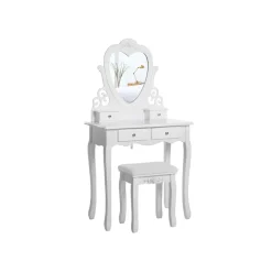 Cheap SONGMICS Set coiffeuse miroir cœur Blanc
