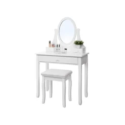 Hot SONGMICS Set coiffeuse miroir ovale