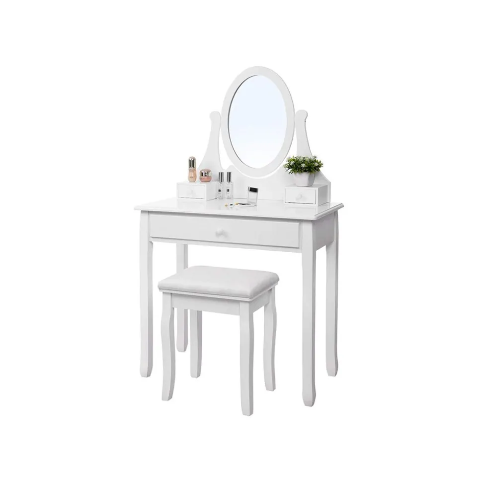 Hot SONGMICS Set coiffeuse miroir ovale