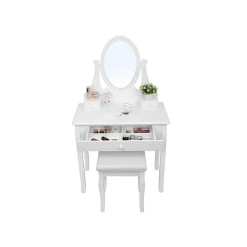 Hot SONGMICS Set coiffeuse miroir ovale