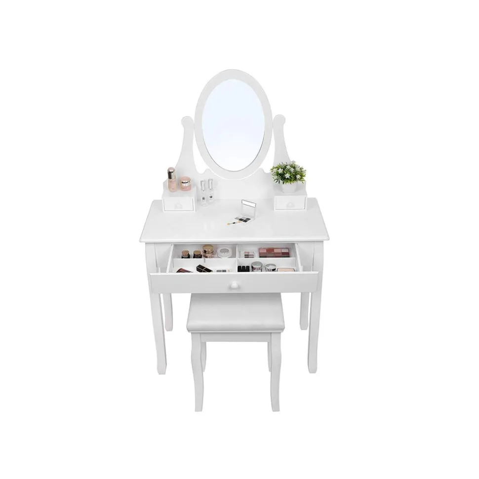 Hot SONGMICS Set coiffeuse miroir ovale