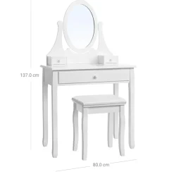 Hot SONGMICS Set coiffeuse miroir ovale