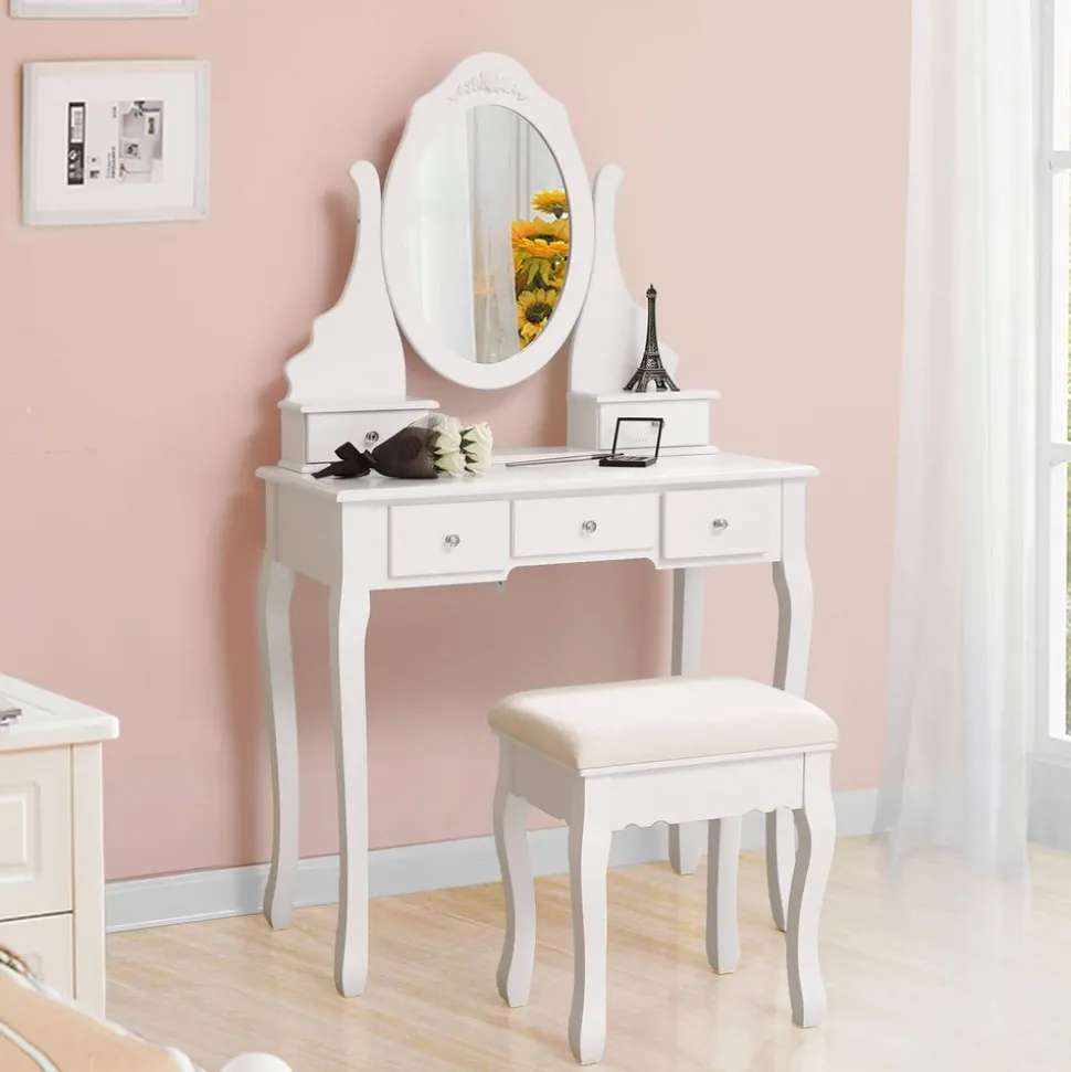 Cheap SONGMICS Set coiffeuse miroir pivotant