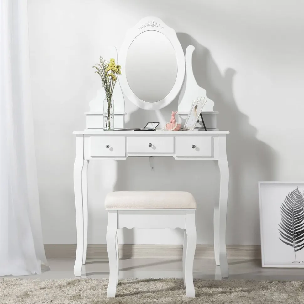 Cheap SONGMICS Set coiffeuse miroir pivotant