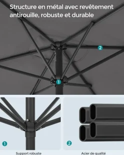 Fashion SONGMICS Store banne 3,5 x 2,5 m Gris