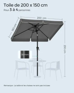 Fashion SONGMICS Store banne 3,5 x 2,5 m Gris