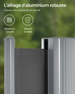 New SONGMICS Store banne rétractable 250 x 120 cm avec manivelle gris