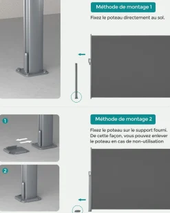 New SONGMICS Store banne rétractable 250 x 120 cm avec manivelle gris