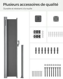 New SONGMICS Store banne rétractable 250 x 120 cm avec manivelle gris
