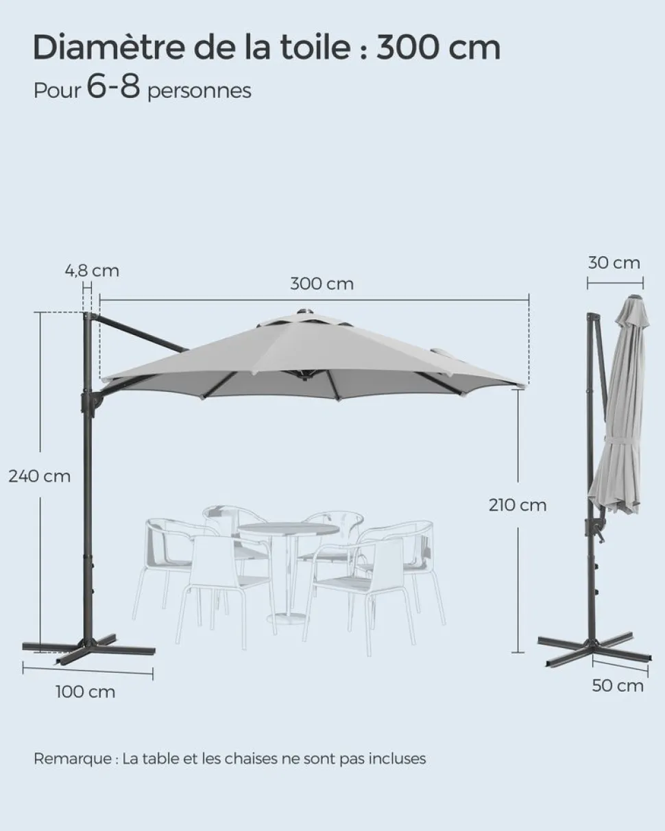 New SONGMICS Store latéral 1,8 x 4,5 m gris