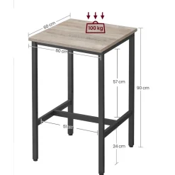 Discount SONGMICS Table bar carré industriel