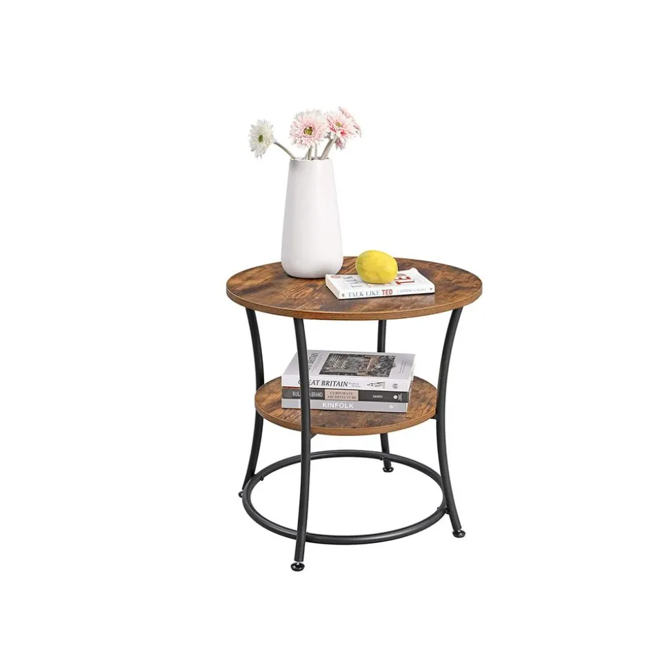 Sale SONGMICS Table basse à 2 niveaux style boho beige chêne