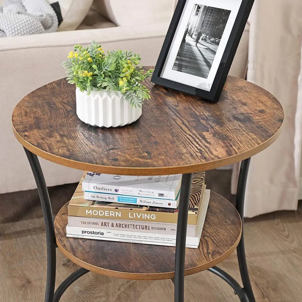 Sale SONGMICS Table basse à 2 niveaux style boho beige chêne