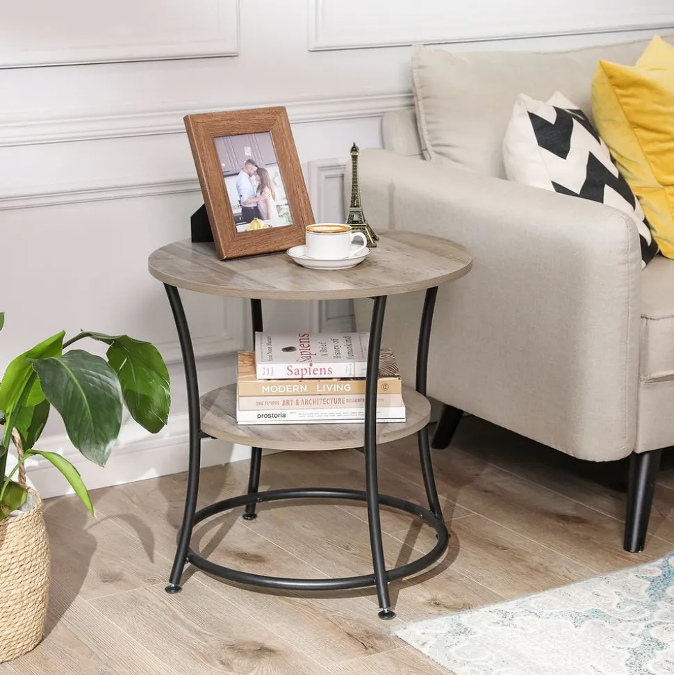 Sale SONGMICS Table basse à 2 niveaux style boho beige chêne